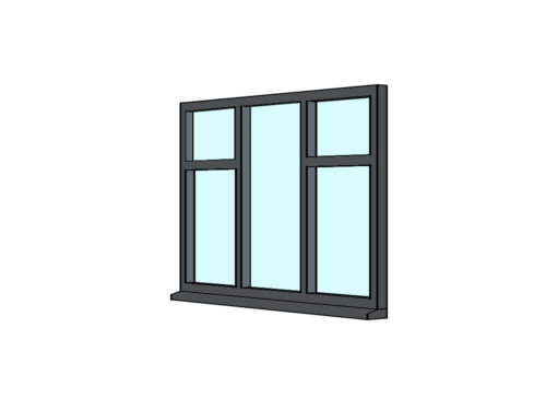 Aluminium Triple Casement Window with top two side leaves - draw