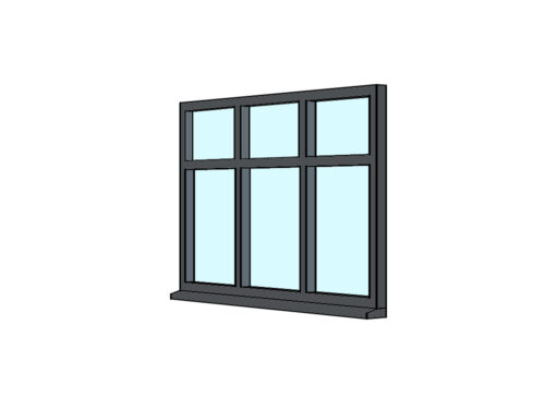 Aluminium Triple Casement Window with top triple leaves