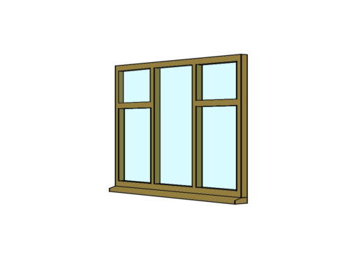 Timber Triple Casement Window with top two side leaves - draw