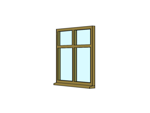 Timber Double Casement Window with top double leaf