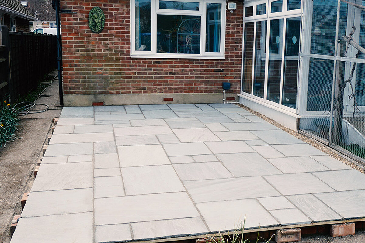 New patio from indian stone slabs.