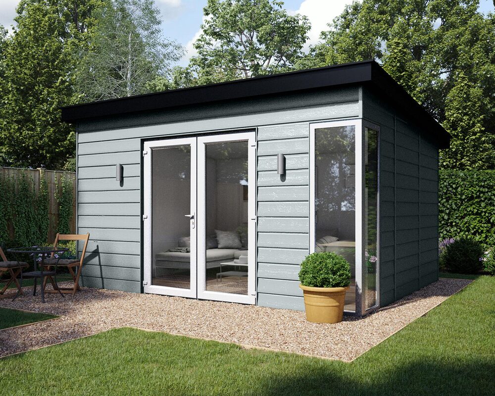 Insulated garden study room with composite cladding built in Lindfield by River.ODP building company.