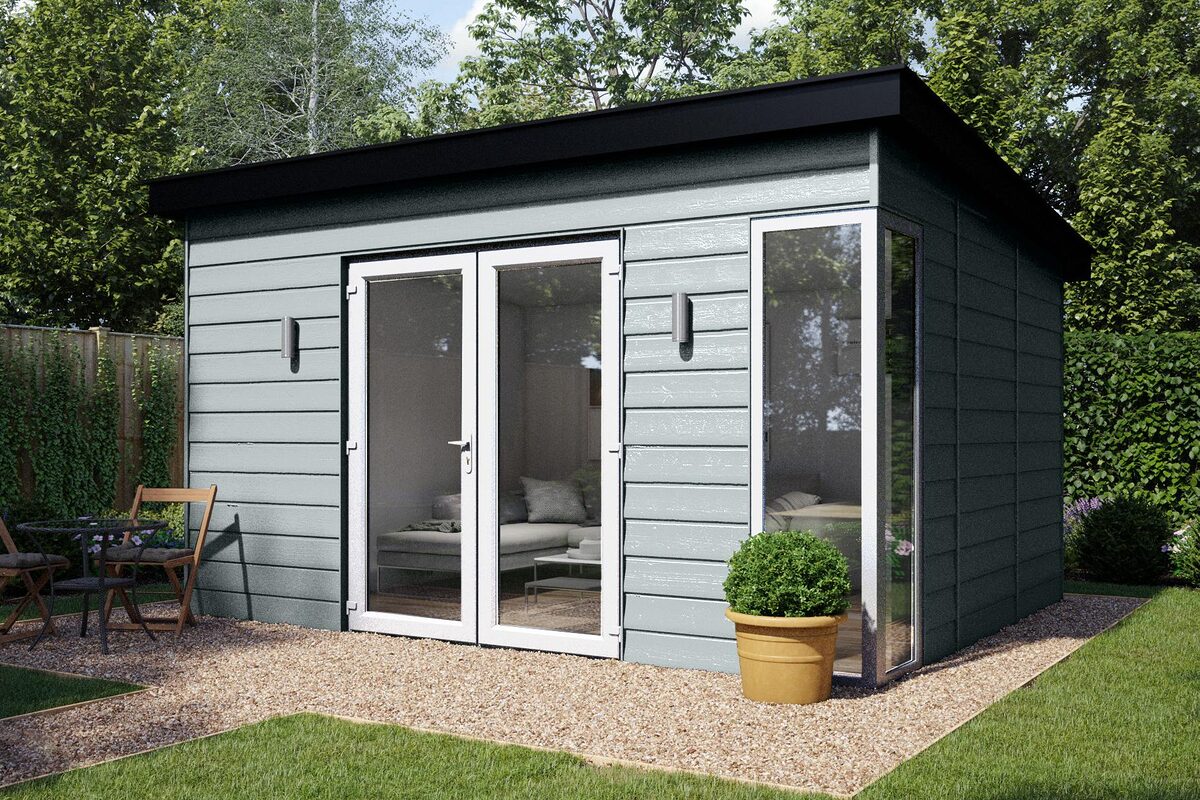 Insulated garden study room with composite cladding built in Lindfield by River.ODP building company.