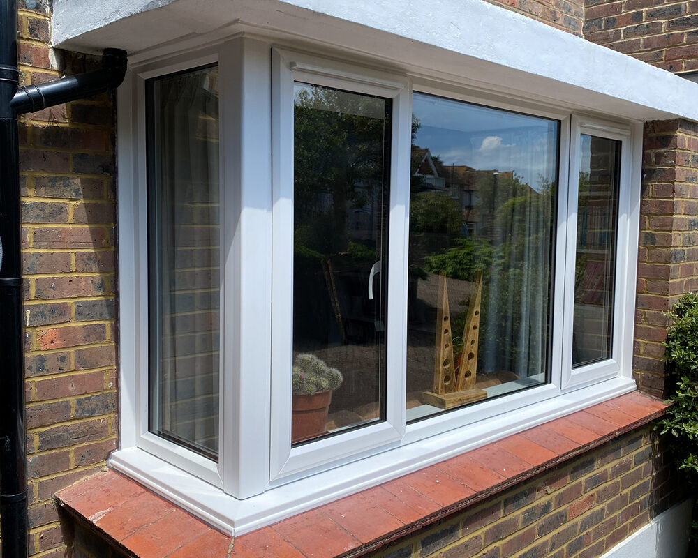 Bespoke white UPVC Casement windows installed in house in Le Brun Eastbourne