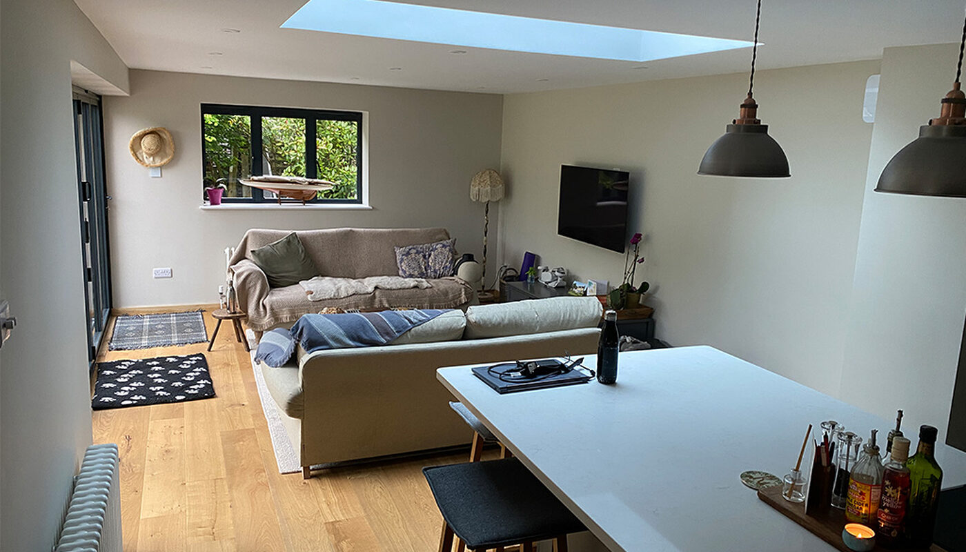 New modern house extension - inside view. Built by contractor River ODP