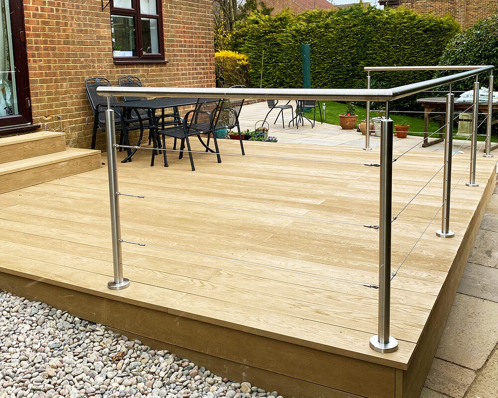 Stainless steel balustrade with a wired system installed in East Sussex by River ODP - building company