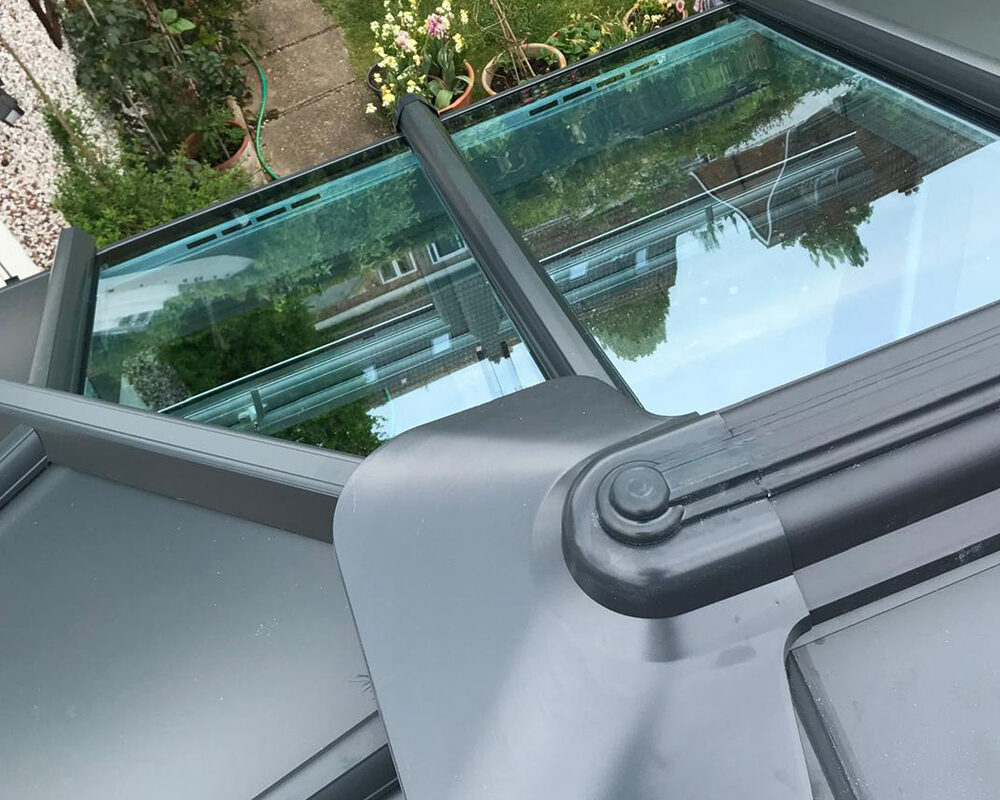 view on top on warm roof of conservatory installed by River ODP in East Sussex