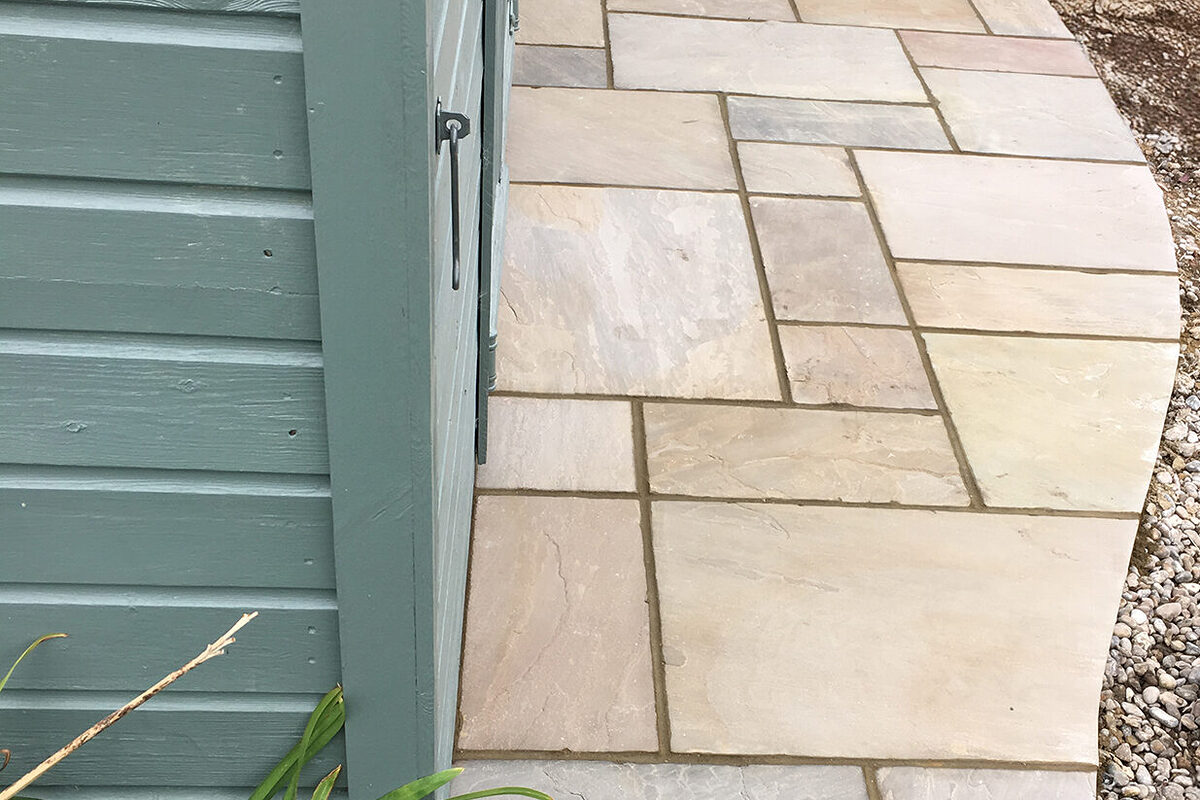 Small Indian Stone patio area made by River ODP in West eSussex